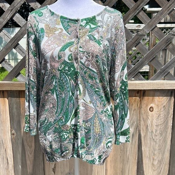 Roz & Ali Paisley Garden Cardi Size Medium - Picture 1 of 6